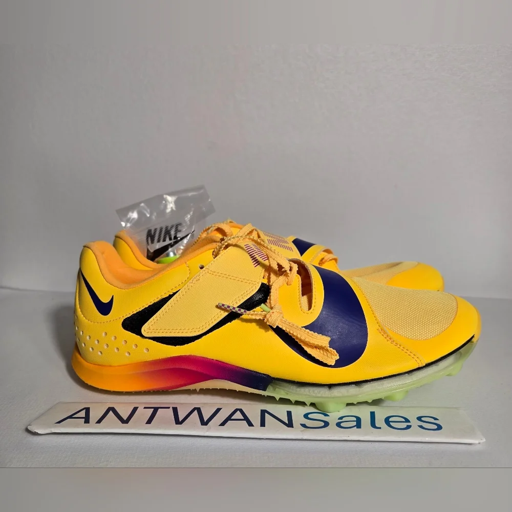 Nike Long Jump Elite Men's Size 9.5 Citron Pulse Indigo Burst Yellow FZ9326-800